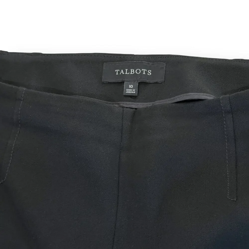 Talbots Black Ponte Dress Pants 10 Side Zip Straight Leg Stretch Trousers Office